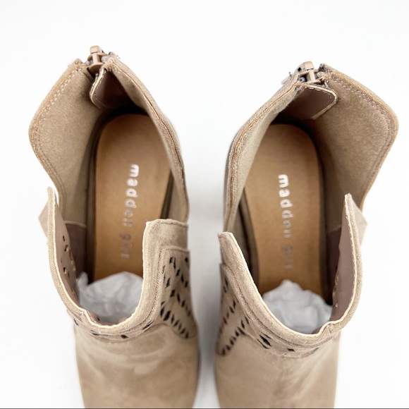 Madden girl bright taupe suede peep toe cut out booties size 7 - Picture 5 of 10